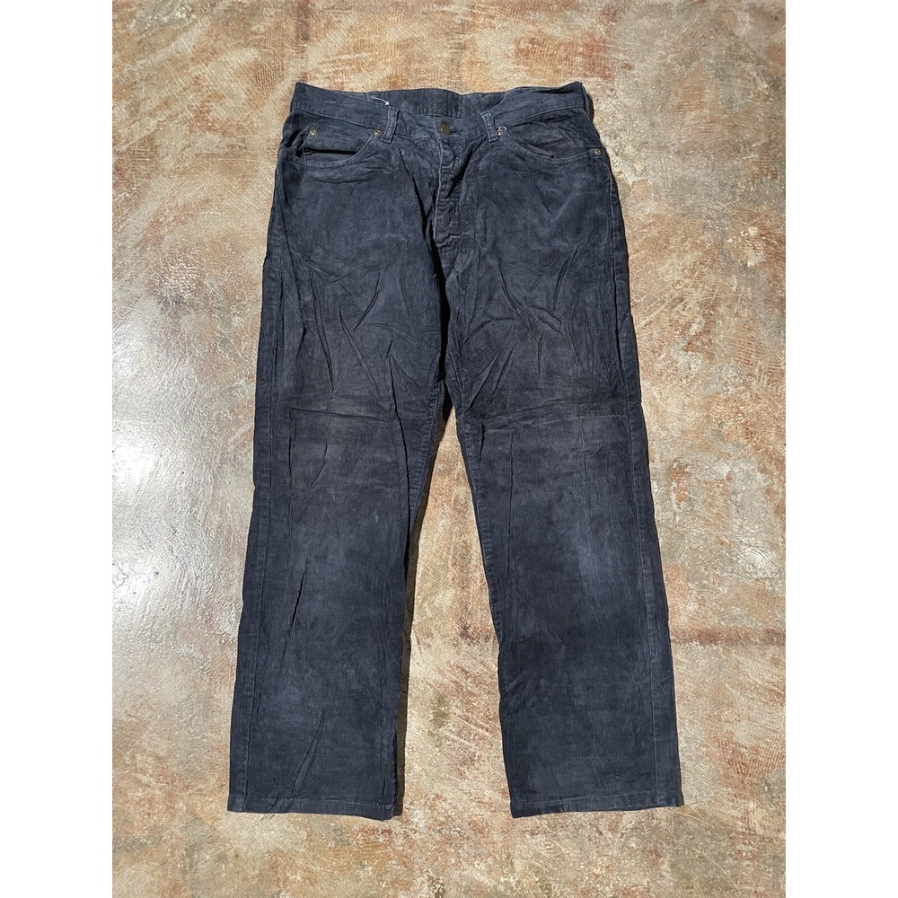 Vintage Lee Straight Leg Corduroy Navy Blue Trousers Pants 34W X 33L *
